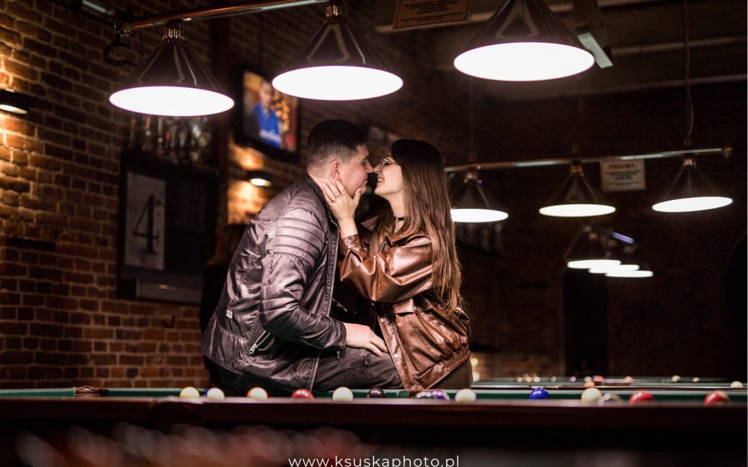 Klub bilardowy Zamość Metro sesja pary fotograf Zamość